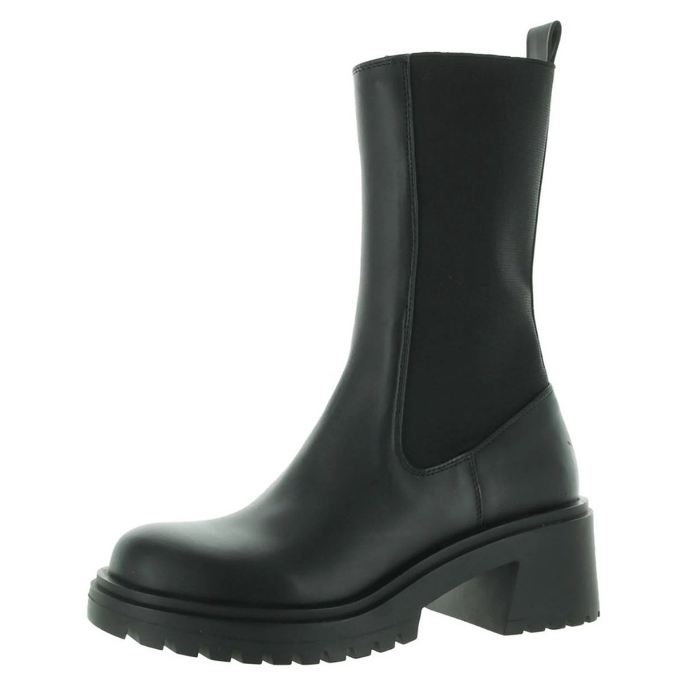 Steve Madden Womens Hesitant Leather Stretch Mid-Calf Boots 10